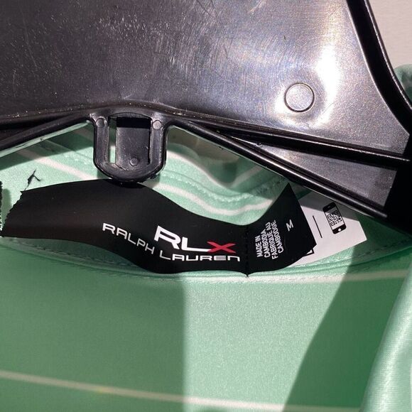 Ralph Lauren RLX Men's Green Stripe Short Sleeve Polo Shirt Size Medium - Picture 7 of 12